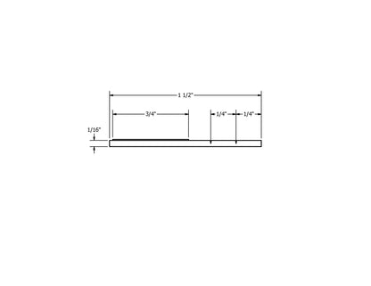 Dimensions for 1.5in Flat Trim, Vinyl, Pre-Taped