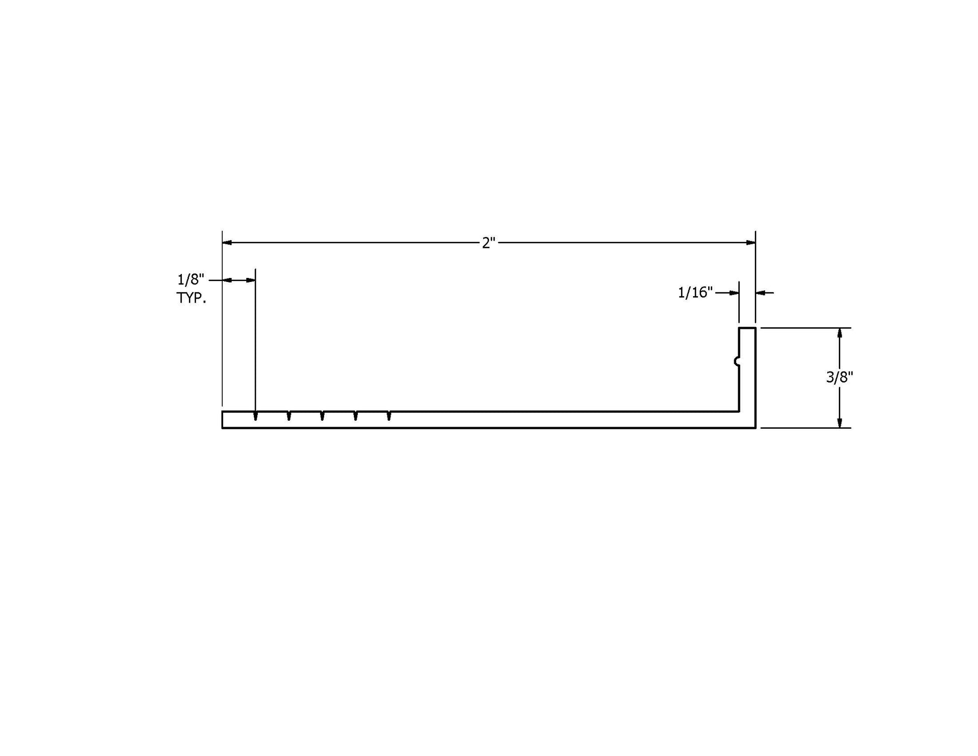 Dimensions for 2in Frame Extender, Vinyl Trim