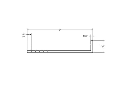 Dimensions for 2in Frame Extender, Vinyl Trim