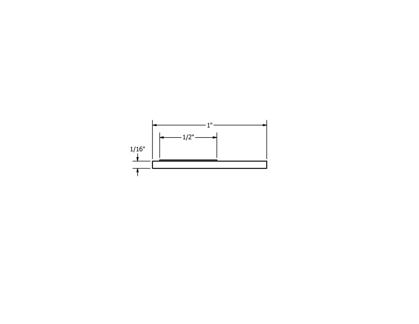 Dimensions for 1in Flat Trim, Vinyl, Pre-Taped "Half Tape"