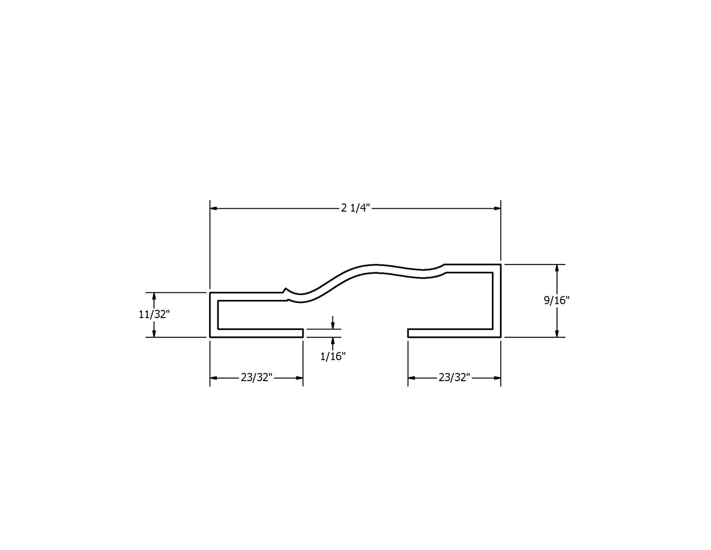 Dimensions for 2.25in Door Moulding, Vinyl, Pre-Taped