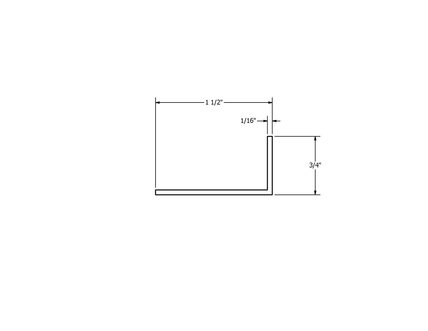 Angle, 90°, .75 x 1.5, Vinyl Trim